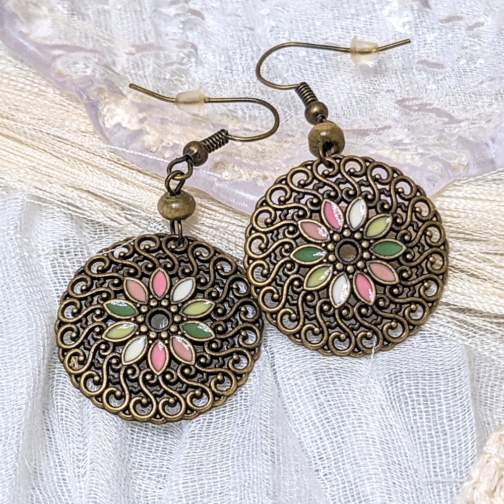 DCLF Floral Mandala Filigree Medallion Earrings